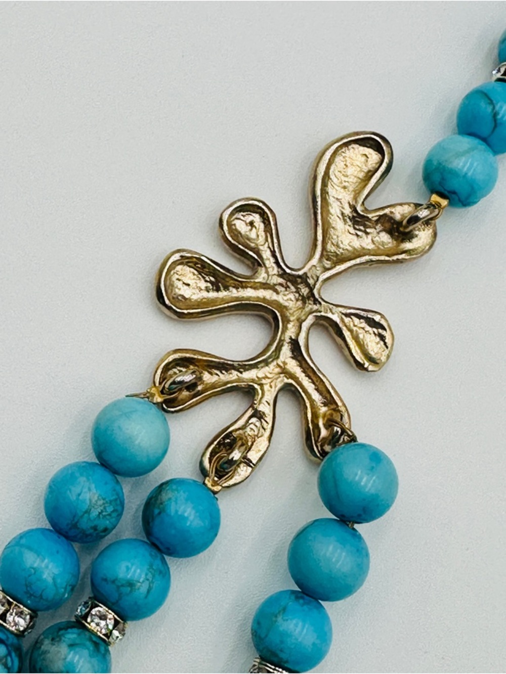 Oscar de la Renta Natural Turquoise statement necklace circa early 2000's - Picture 4 of 9